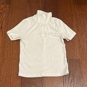 Cropped Short Sleeve Ribbed Turtleneck